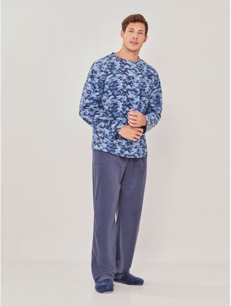 Pijama Soft Masculino Manga Longa Army