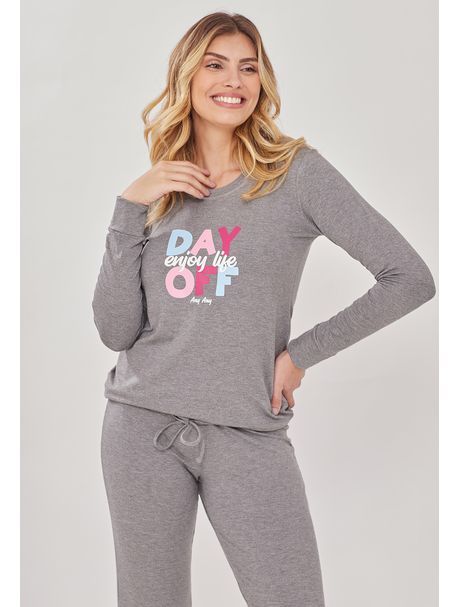 Pijama Feminino Longo Manga Longa Day Off