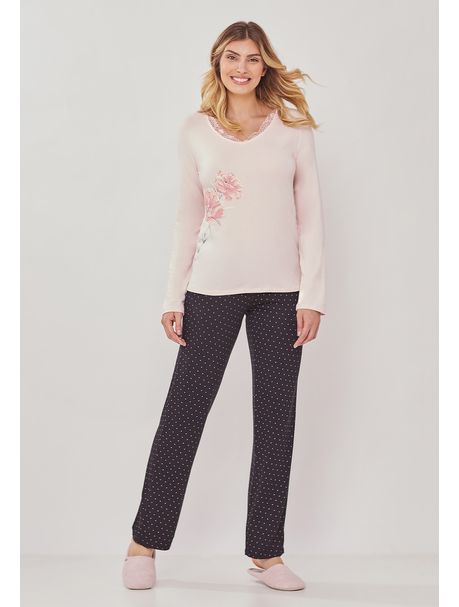 Pijama Longo Manga Longa Feminino Olivia