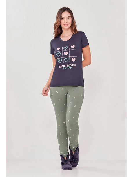 Pijama Longo Feminino Manga Curta Game Lover