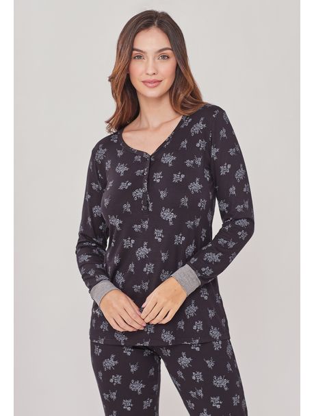 Pijama Feminino Longo Manga Longa Amélia