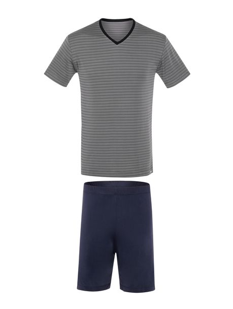Pijama Curto Manga Curta Masculino Night Stripes