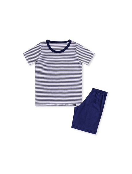 Pijama Manga Curta Infantil Family Stripe