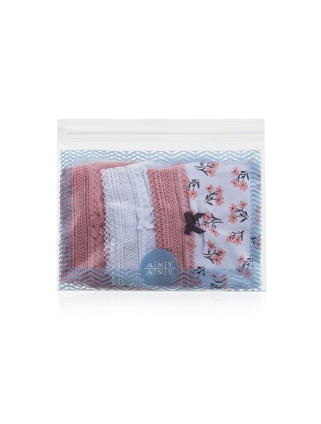 Kit Com 3 Calcinhas Biquíni Floral Rosa
