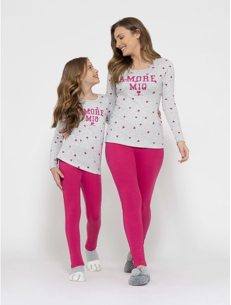 Pijama Infantil Feminino Manga Longa Amore Mio