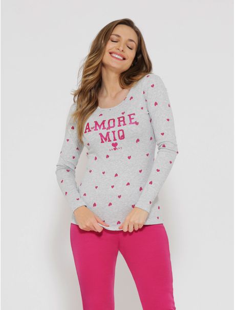 Pijama Feminino Manga Longa Amore Mio