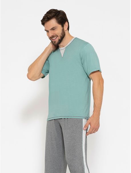 Pijama Masculino Manga Curta Grass