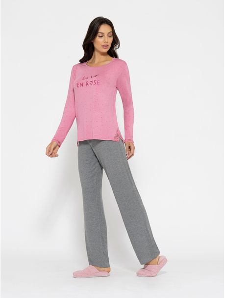 Pijama Feminino Longo Manga Longa La Vie