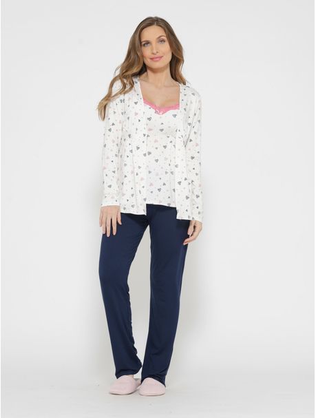 Pijama Maternidade Trio Manga Longa Amanda