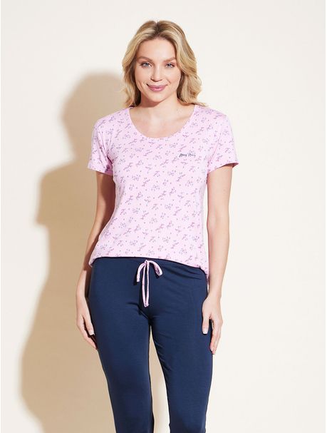 Pijama Feminino Capri Manga Curta Lana