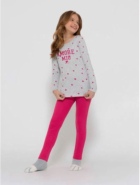 Pijama Infantil Feminino Manga Longa Amore Mio