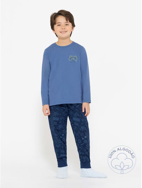 Pijama Infantil Masculino Manga Longa Games On