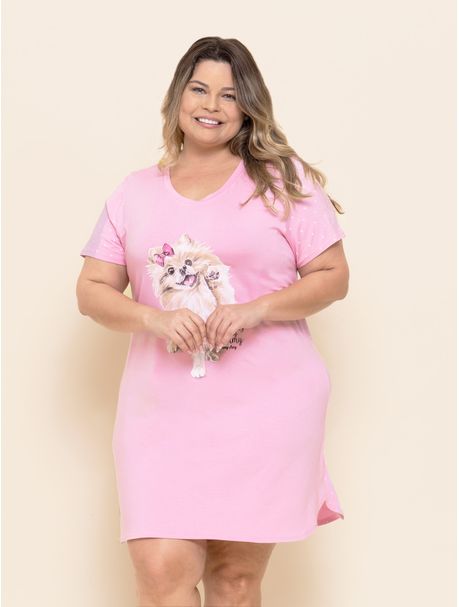 Camisola Plus Size Manga Curta Stefania
