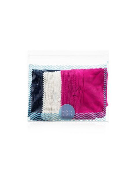 Kit Com 3 Calcinhas Biquíni Renda Overloque Pink