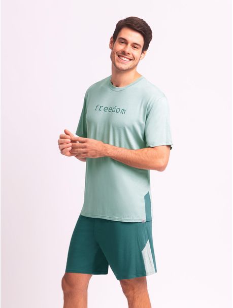 Pijama Masculino Manga Curta Free