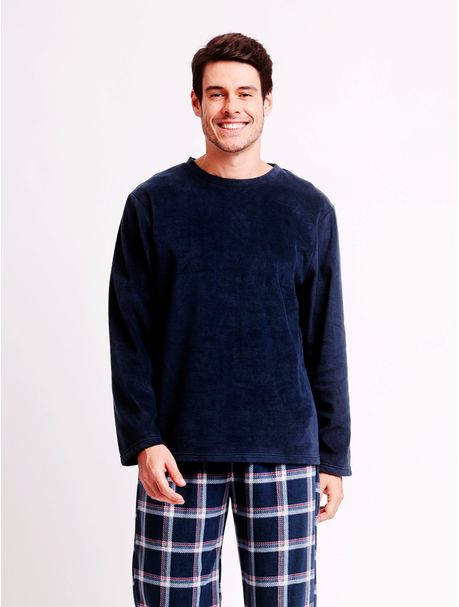 Pijama Soft Masculino Manga Longa Oxford