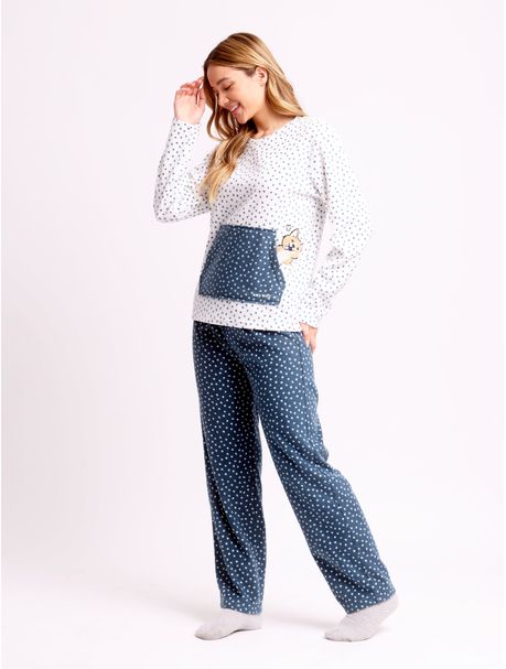 Pijama Soft Feminino Manga Longa Dog Compose