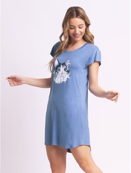 Camisola Manga Curta Blue Cat