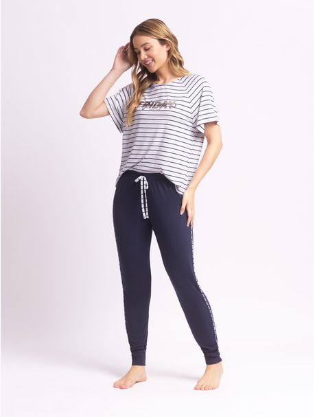Pijama Feminino Longo Manga Curta Friday