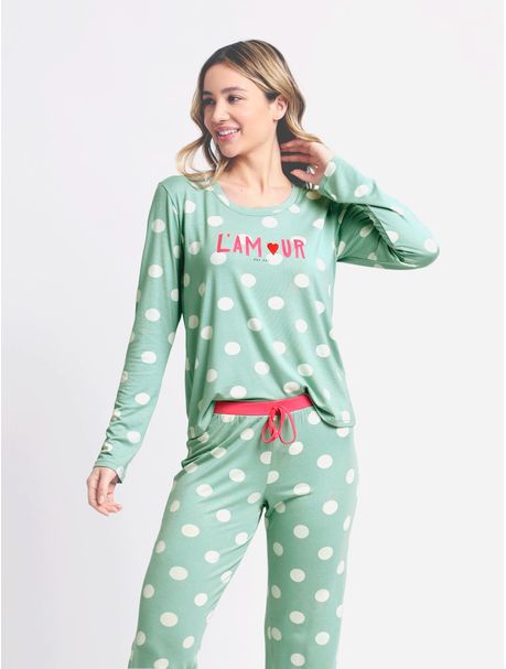 Pijama Feminino Manga Longa Lamour