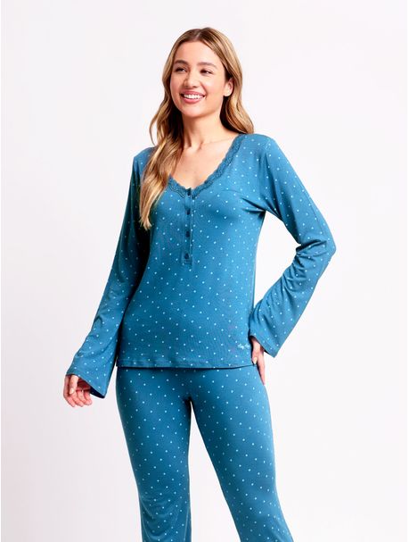 Pijama Feminino Manga Longa Lya