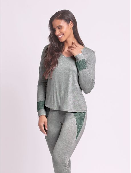 Pijama Feminino Manga Longa Mariza
