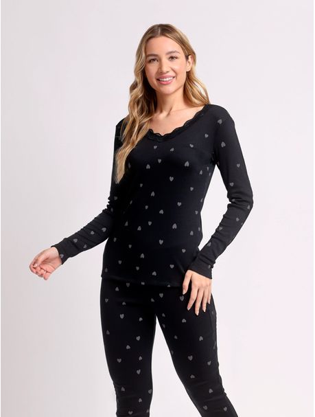 Pijama Feminino Manga Longa Romance