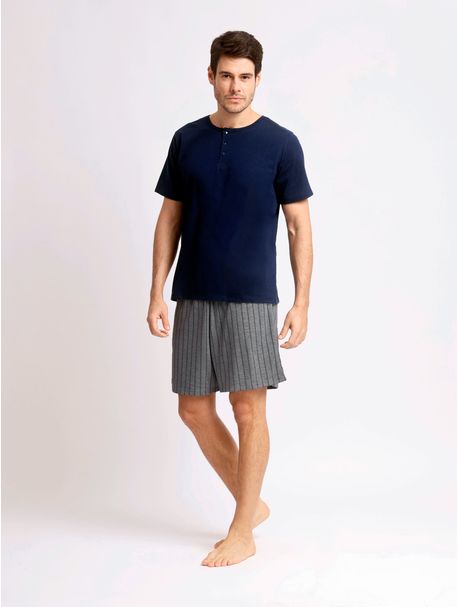 Pijama Masculino Manga Curta Basic Stripes