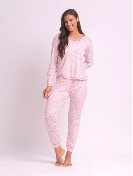 Pijama Feminino Manga Longa Confetes