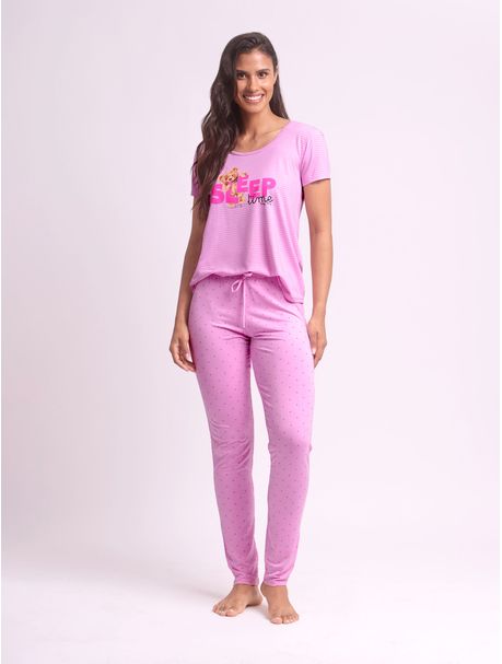 Pijama Feminino Manga Curta Sleep Time