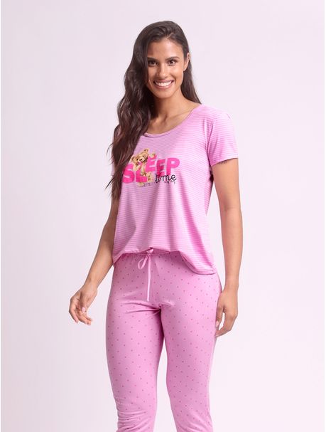 Pijama Feminino Manga Curta Sleep Time