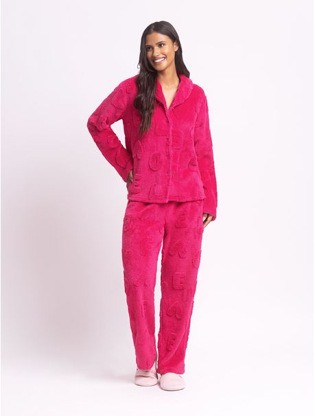 Pijama Soft Feminino Manga Longa Pink Love