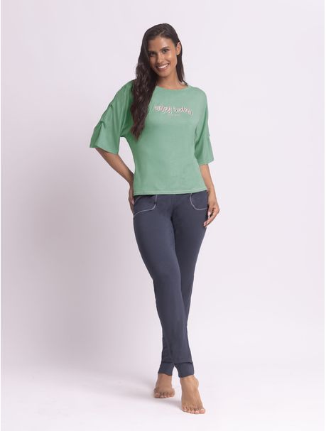Pijama Feminino Manga Curta Enjoy Today