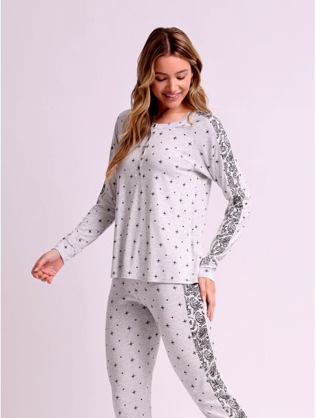 Pijama Feminino Manga Longa Kali