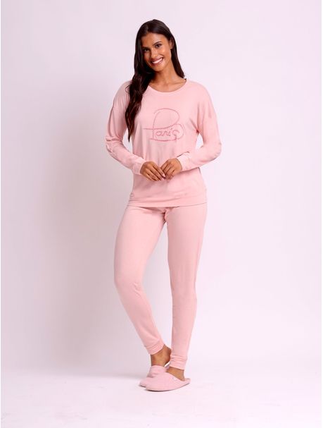 Pijama Feminino Manga Longa Paris