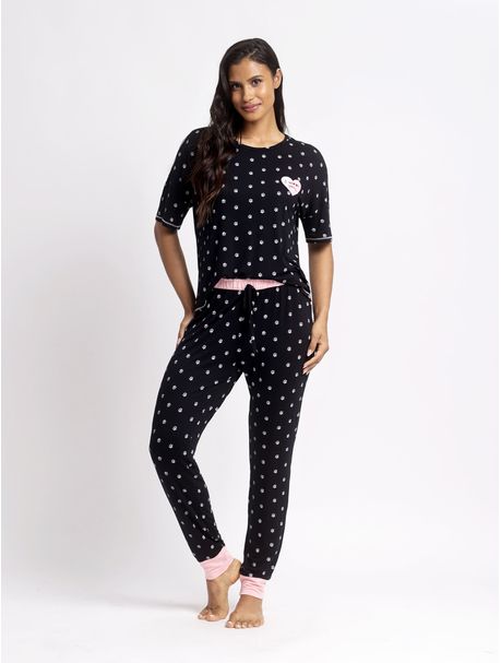 Pijama Feminino Manga Curta Patinhas