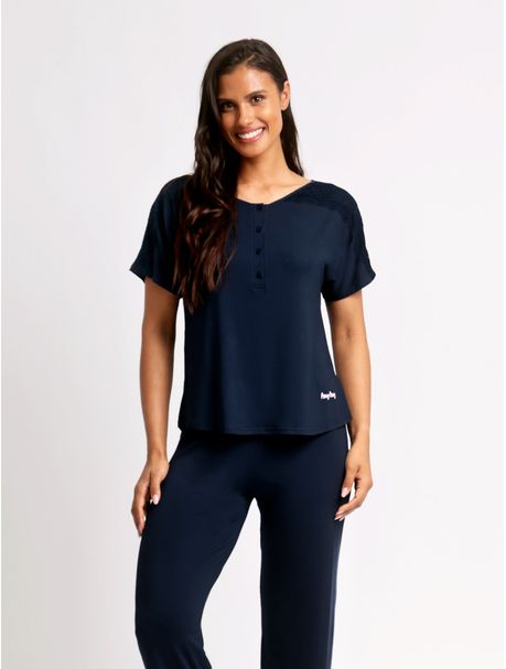 Pijama Feminino Capri Manga Curta Cora