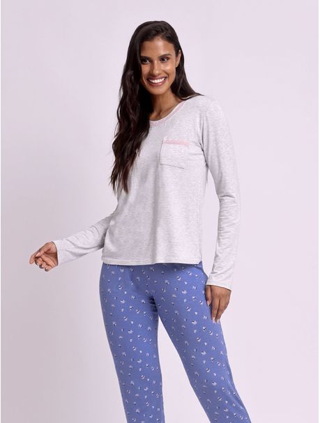 Pijama Feminino Manga Longa Misty