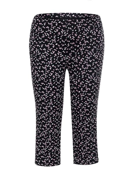 Pijama Feminino Capri Manga Curta Dark Flower