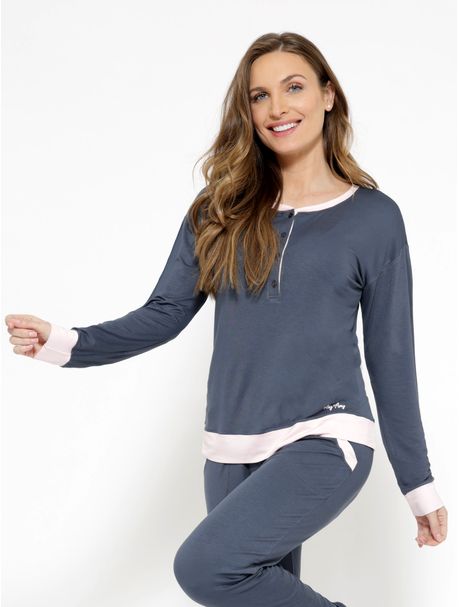 Pijama Feminino Longo Manga Longa Full Moon