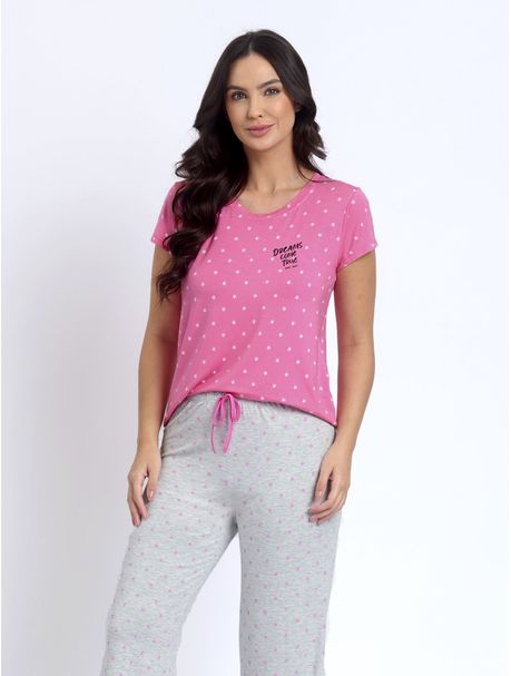 Pijama Feminino Capri Manga Curta Dreams