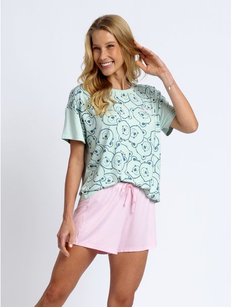 Short Doll Manga Curta Urso Dots