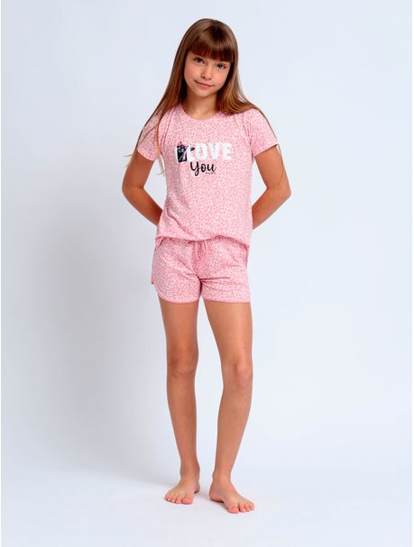 Short Doll Infantil Manga Curta Love You