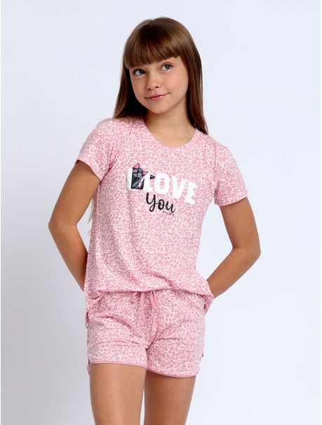 Short Doll Infantil Manga Curta Love You