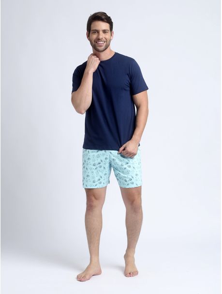 Pijama Masculino Manga Curta Mar