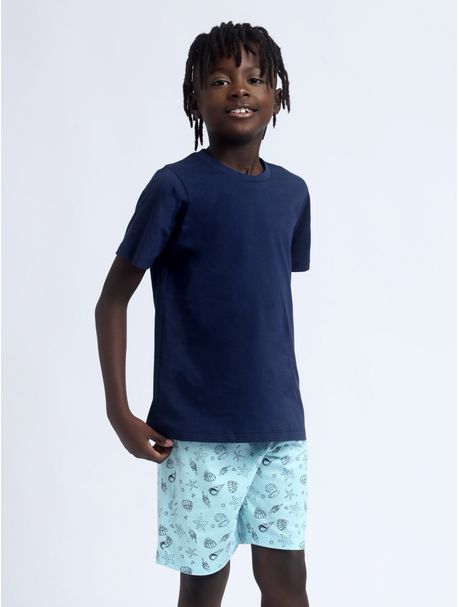 Pijama Infantil Masculino Manga Curta Mar