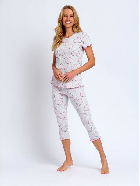 Pijama Feminino Capri Manga Curta Fantasy