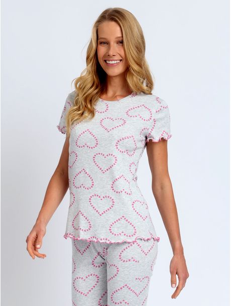 Pijama Feminino Capri Manga Curta Fantasy