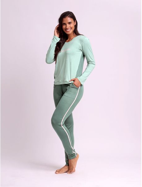 Pijama Feminino Manga Longa Não Perturbe
