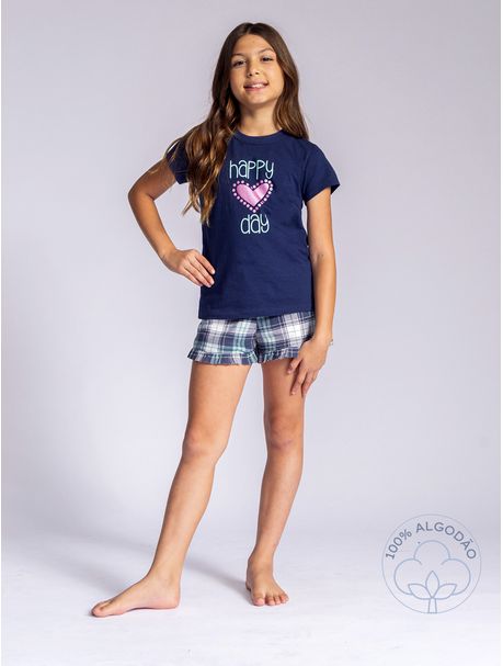 Short Doll Infantil Manga Curta Happy Day